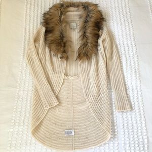 Joie Helma Faux Fur Wool and Yak Cocoon Cardigan